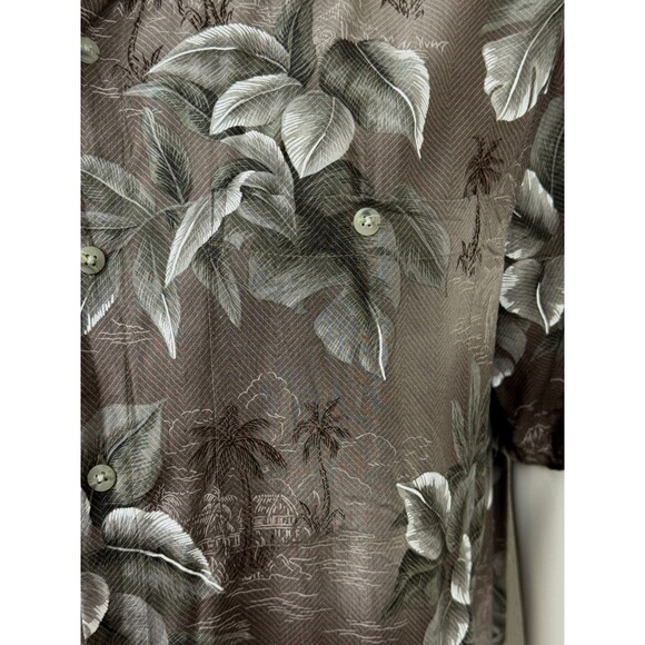 Vintage Hawaiian Shirt Croft & Barrow Palm Leaf Tiki Brown Rayon Aloha Y2K Large - Picture 3 of 8